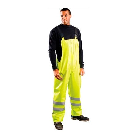 Occunomix Class E Flame-Resistant Rain Bib Pants, PVC Coated Modacrylic/Jersey Fabric, Yellow, Size 4XL LUX-TBIB/FR-Y4X